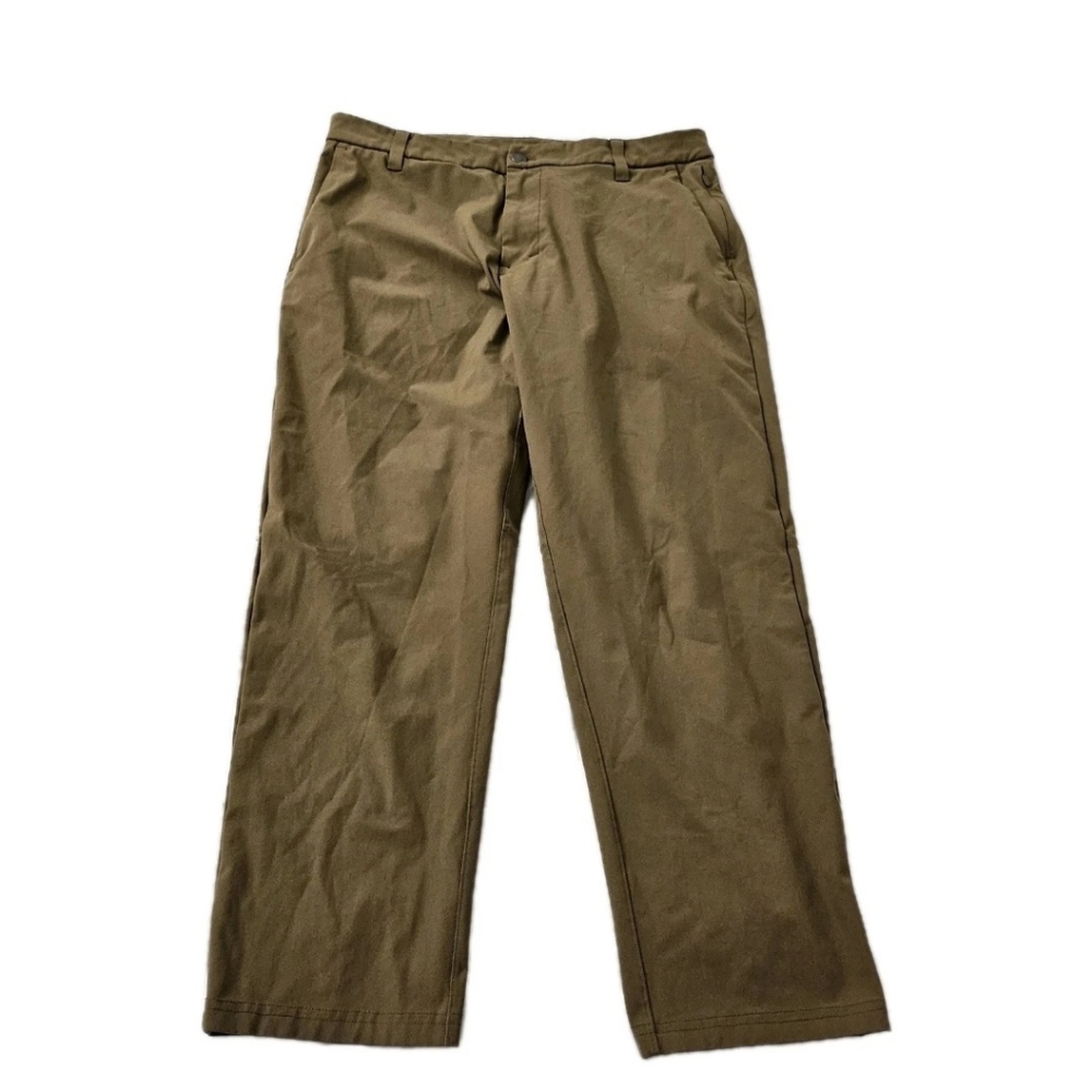 Lululemon Commission Pants Mens 32 Brown Classic Warpstreme Chino Khaki Crop ABC